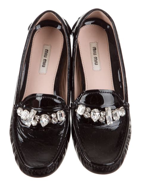 Miu Miu Women's Embellished Patent Leather Loafers